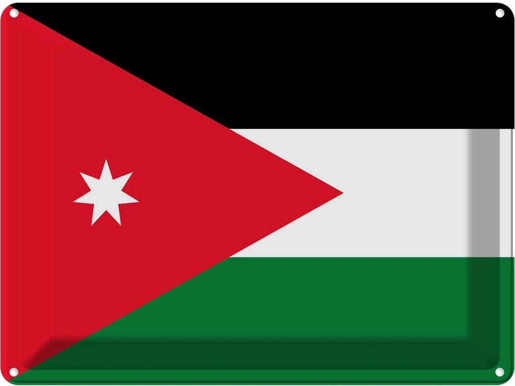 Blechschild 30x40 cm Jordaniens Jordan Flagge Fahne Wappen