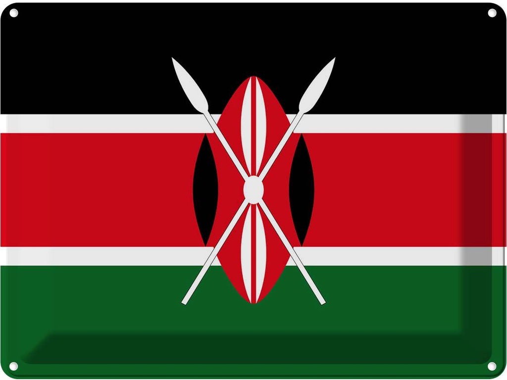 Blechschild 30x40 cm Kenias Kenya Flagge Fahne Wappen