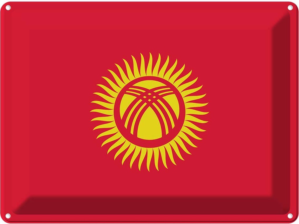 Blechschild 30x40 cm Kirgisistans Kyrgyzstan Flagge Fahne Wappen