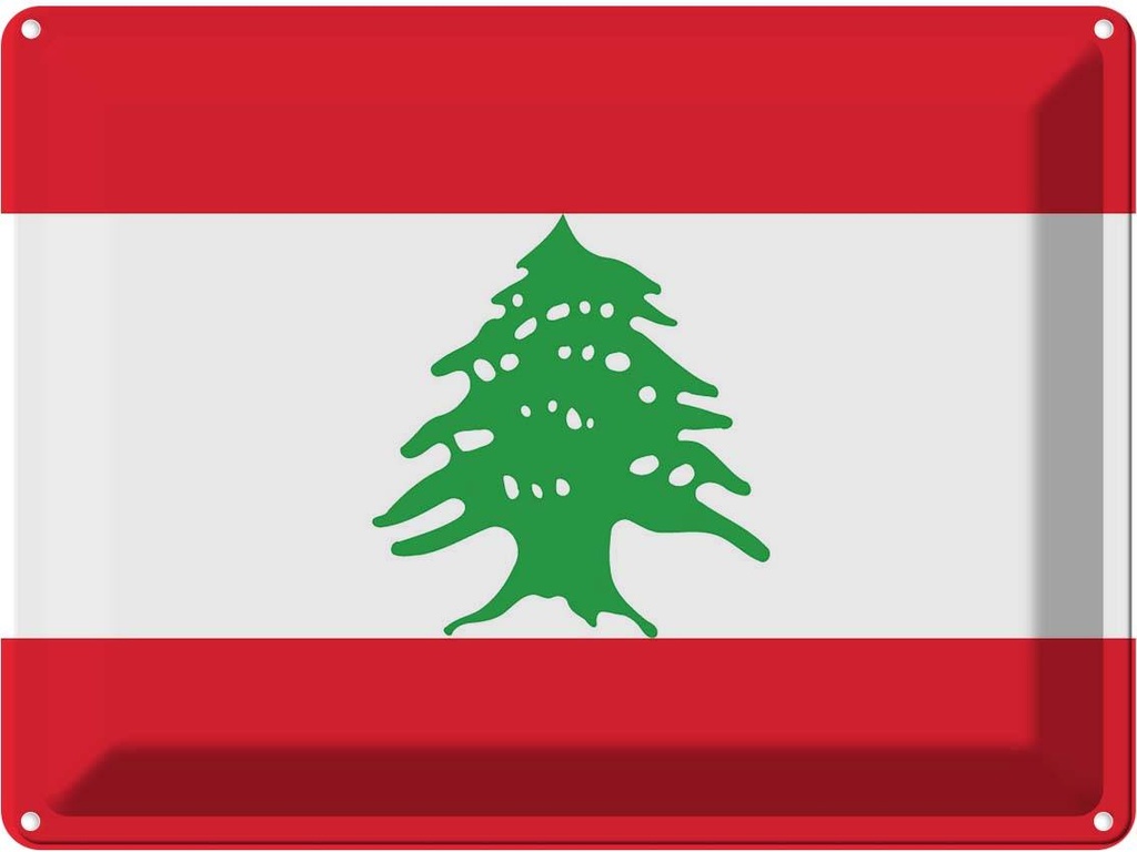 Blechschild 30x40 cm Libanon Lebanon Flagge Fahne Wappen