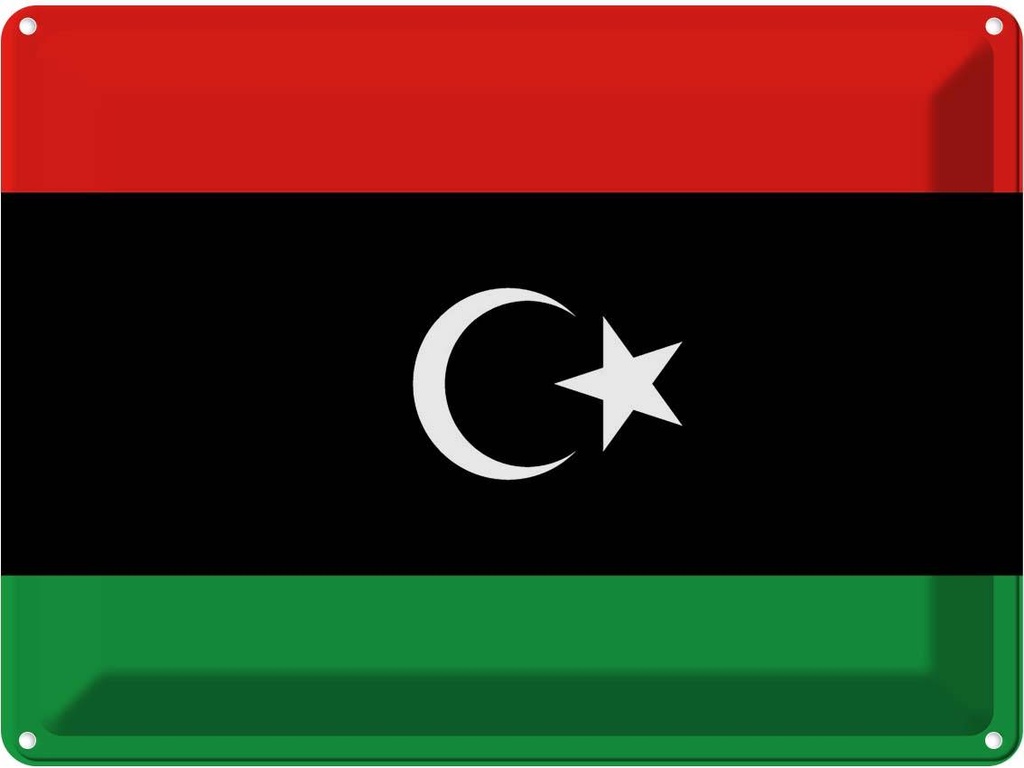Blechschild 30x40 cm Libyens Libya Flagge Fahne Wappen