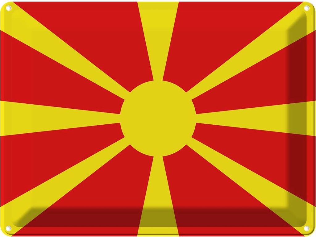 Blechschild 30x40 cm Mazedoniens Macedonia Flagge Fahne Wappen