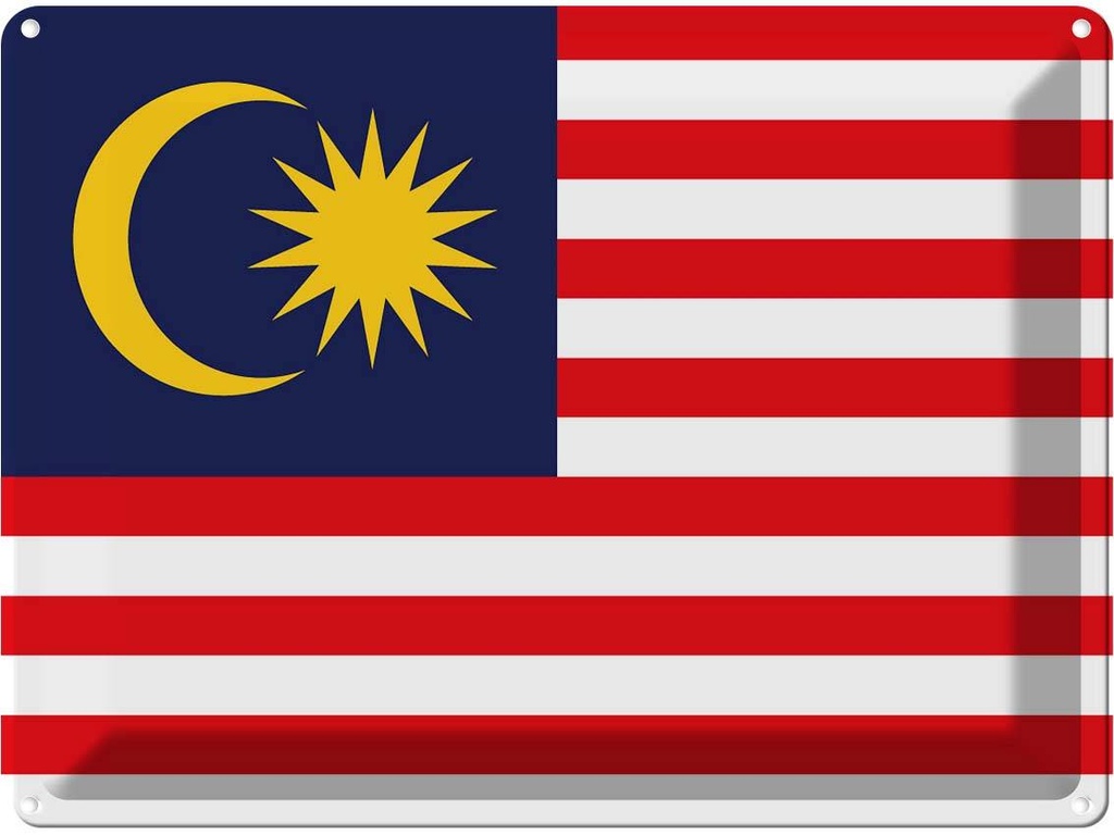 Blechschild 30x40 cm Malaysias Malaysia Flagge Fahne Wappen