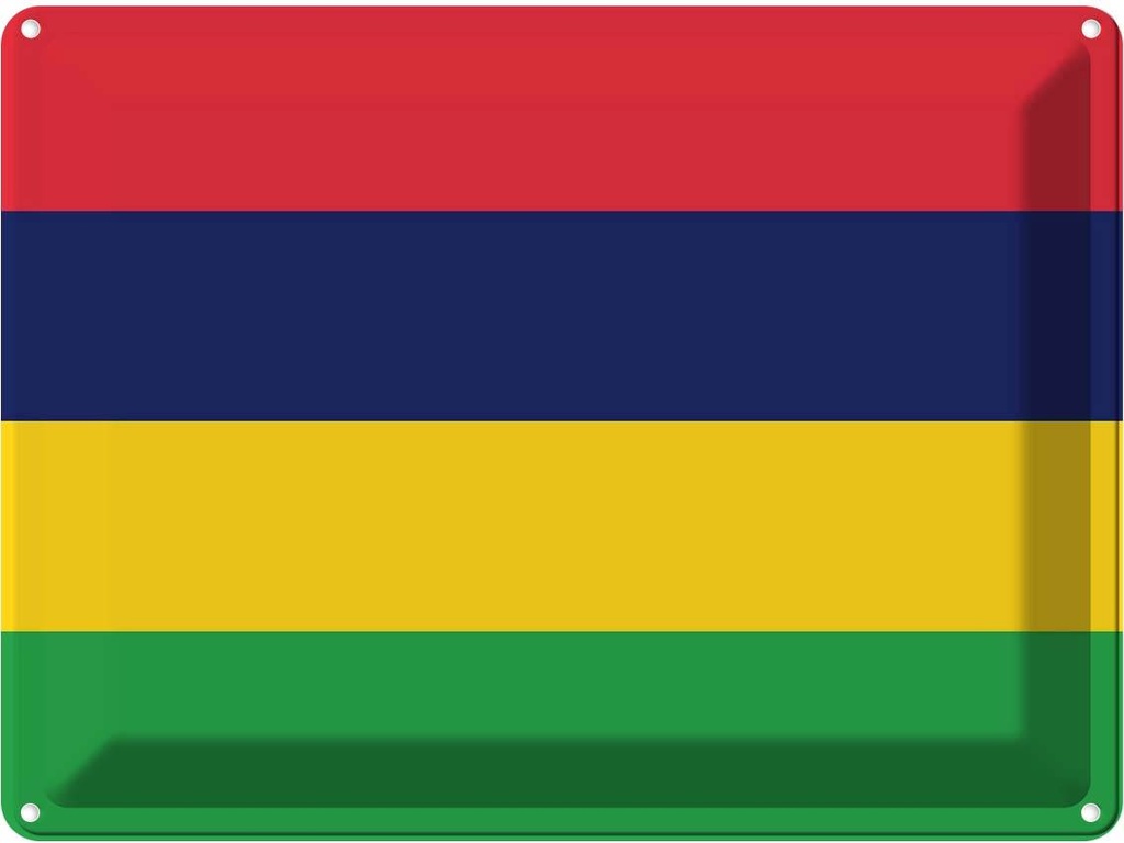 Blechschild 30x40 cm Mauritius Flagge Fahne Wappen