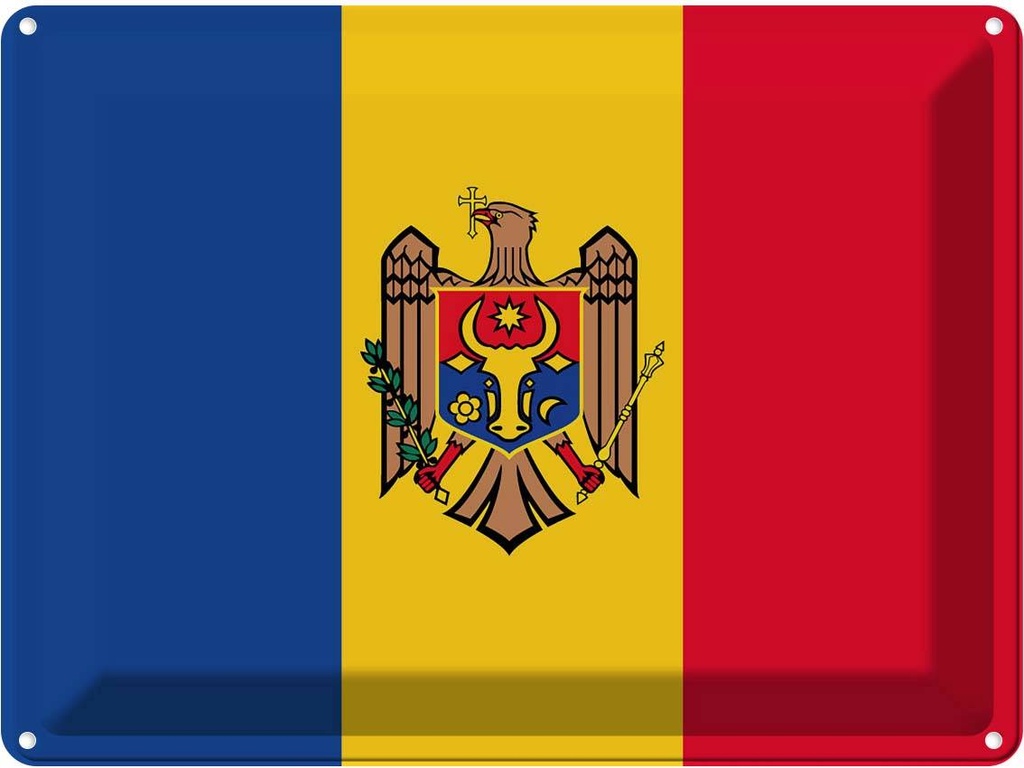 Blechschild 30x40 cm Moldau Moldova Flagge Fahne Wappen