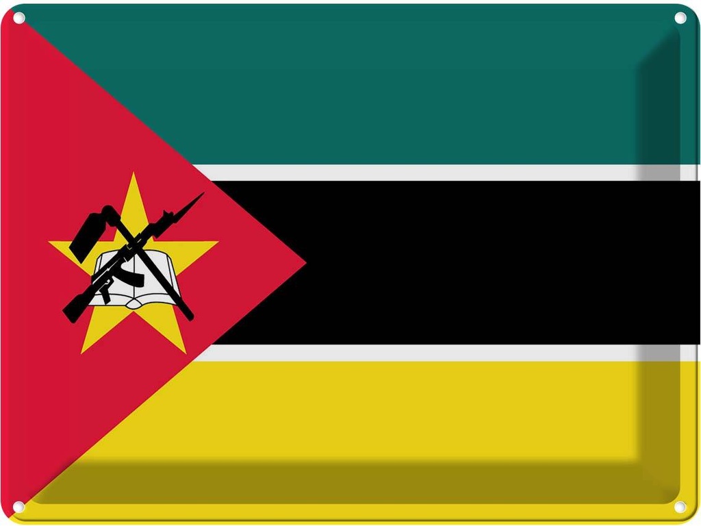 Blechschild 30x40 cm Mosambiks Mozambique Flagge Fahne Wappen