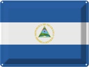 Blechschild 30x40 cm Nicaraguas Nicaragua Flagge Fahne Wappen