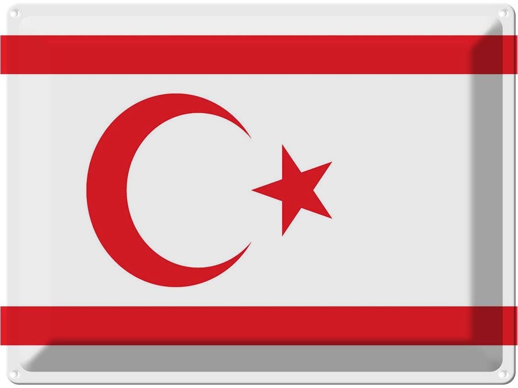 Blechschild 30x40 cm Nordzypern Northern Cyprus Flagge Fahne Wappen