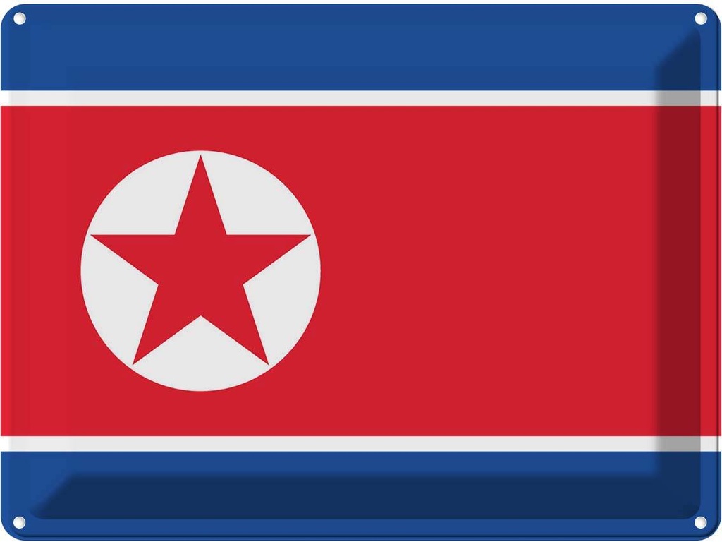 Blechschild 30x40 cm Nordkoreas North Korea Flagge Fahne Wappen