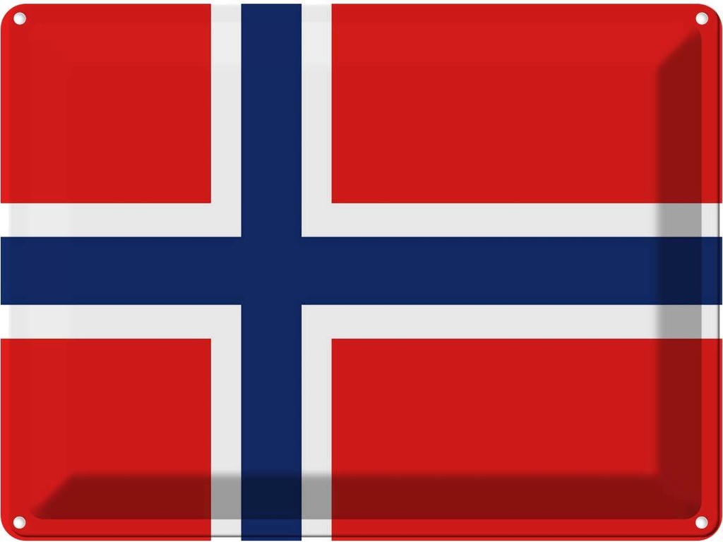 Blechschild 30x40 cm Norwegens Norway Flagge Fahne Wappen