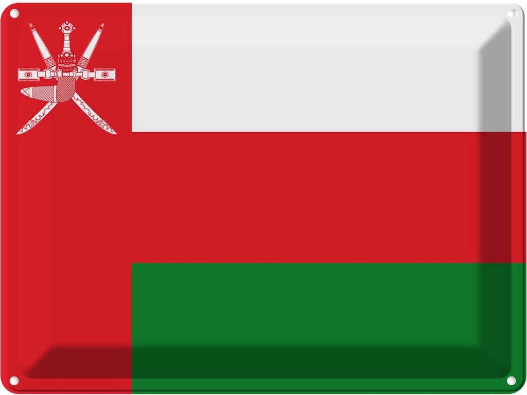 Blechschild 30x40 cm Omans Oman Flagge Fahne Wappen