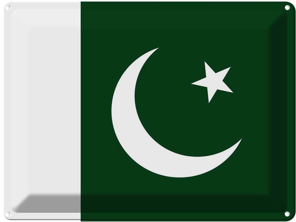 Blechschild 30x40 cm Pakistans Pakistan Flagge Fahne Wappen