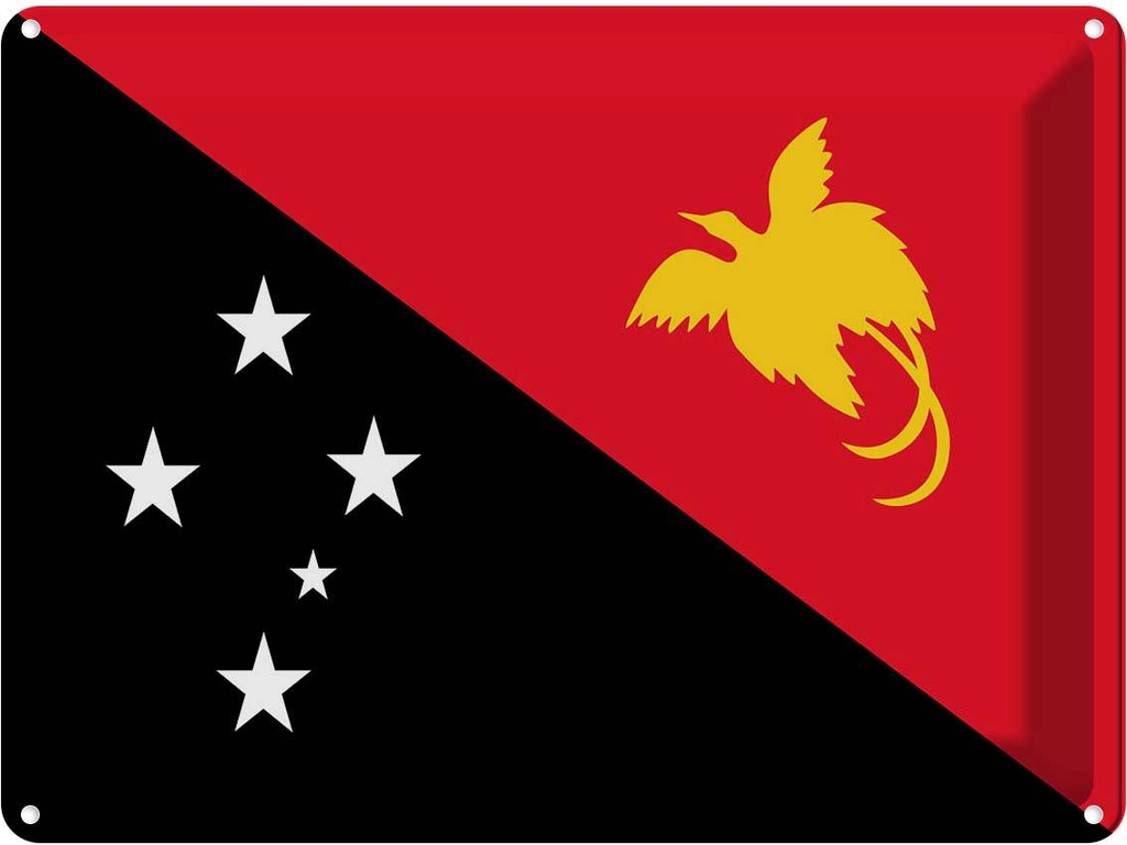 Blechschild 30x40 cm Papua?Neuguinea Papua New Guinea Flagge Fahne Wappen