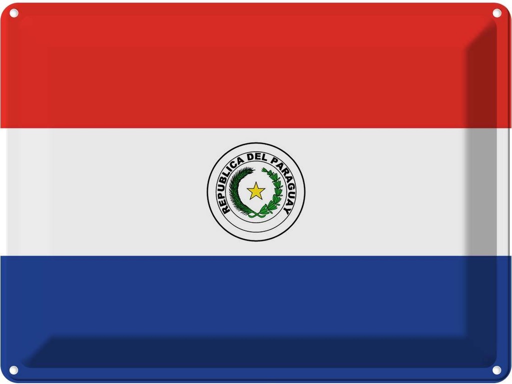 Blechschild 30x40 cm Paraguays Paraguay Flagge Fahne Wappen