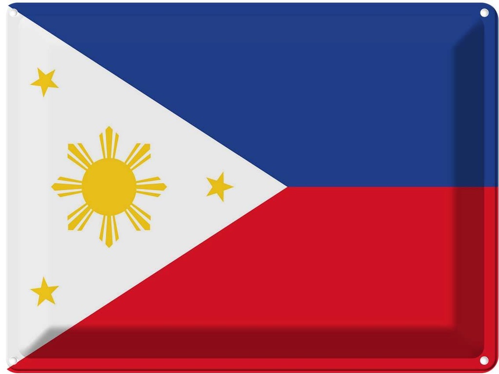 Blechschild 30x40 cm Philippinen Philippines Flagge Fahne Wappen