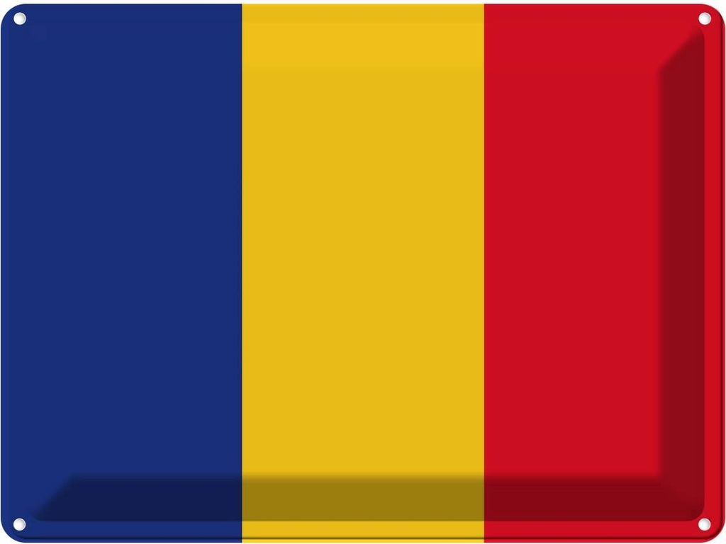 Blechschild 30x40 cm Rumäniens Romania Flagge Fahne Wappen