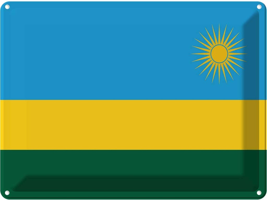 Blechschild 30x40 cm Ruandas Rwanda Flagge Fahne Wappen
