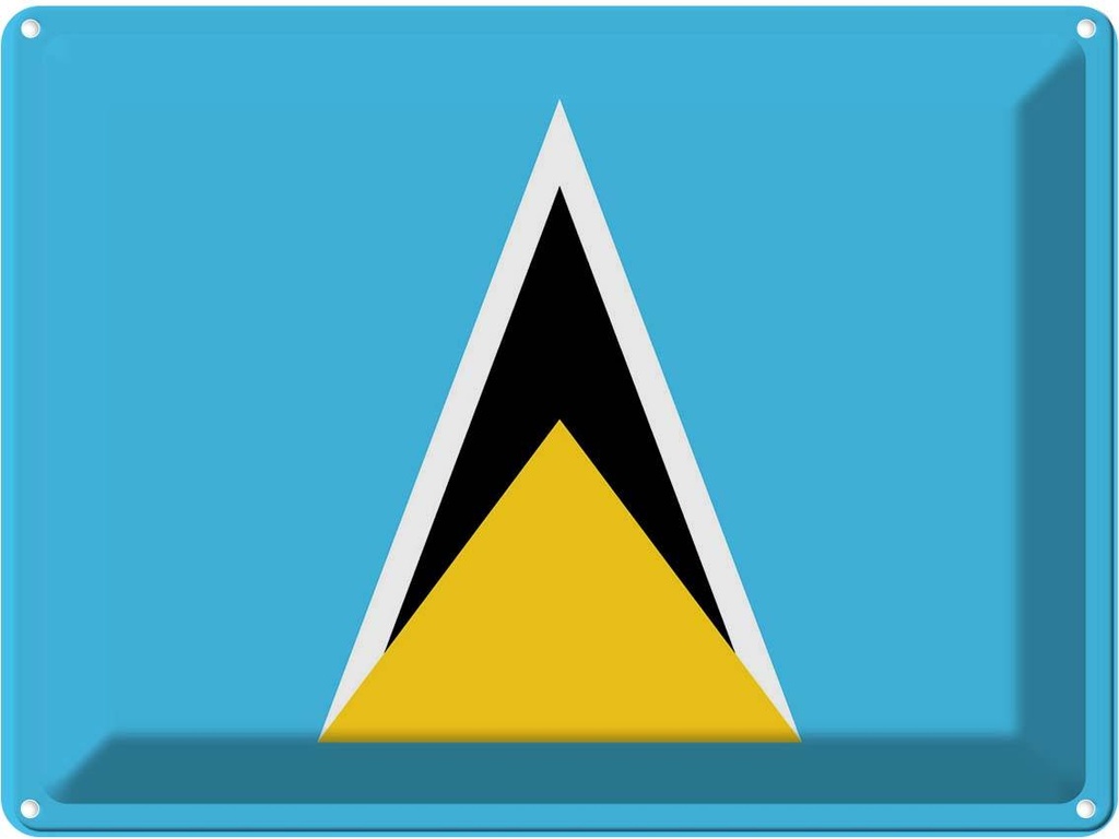 Blechschild 30x40 cm Saint Lucias Lucia Flagge Fahne Wappen