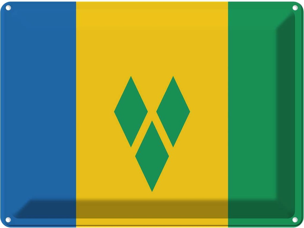 Blechschild 30x40 cm Saint Vincent und Grenadinen Flagge Fahne Wappen