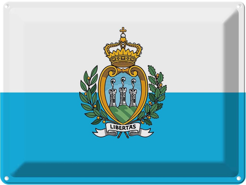 Blechschild 30x40 cm San Marinos Marino Flagge Fahne Wappen