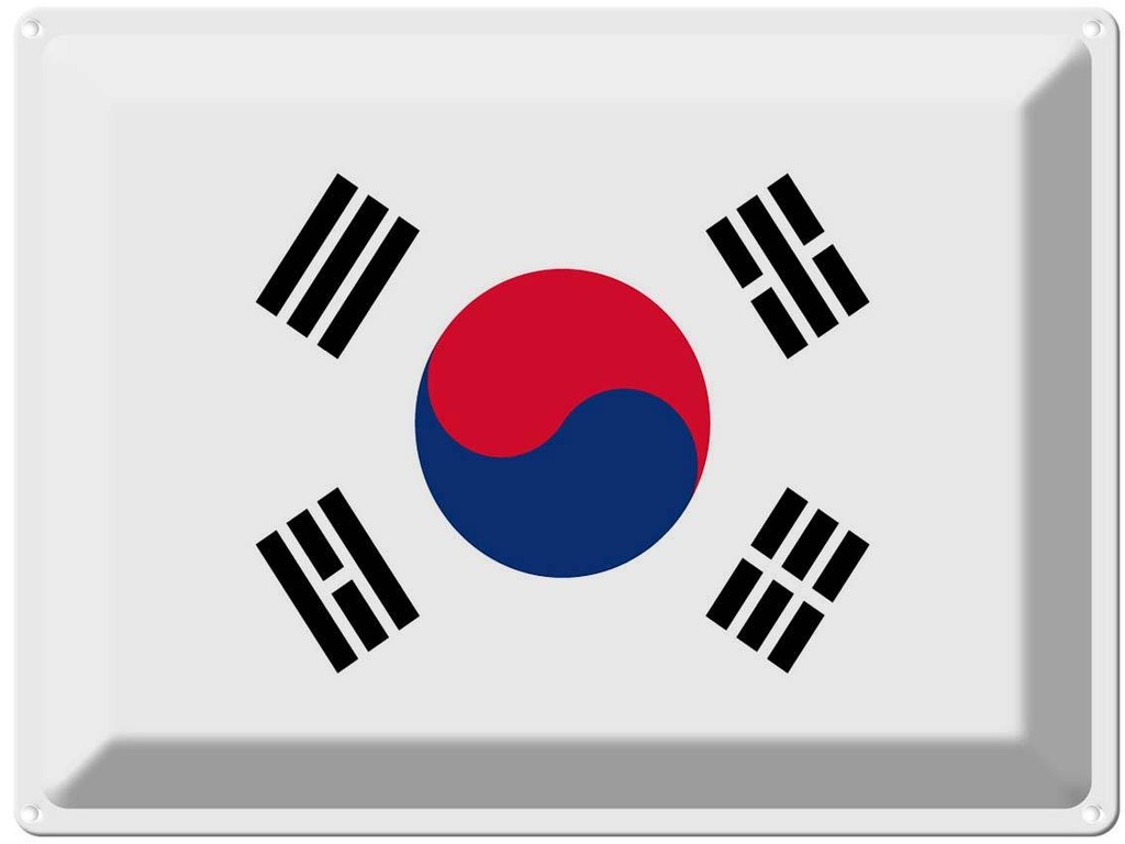Blechschild 30x40 cm Südkoreas South Korea Flagge Fahne Wappen