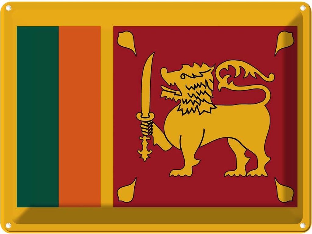 Blechschild 30x40 cm Sri Lankas Lanka Flagge Fahne Wappen