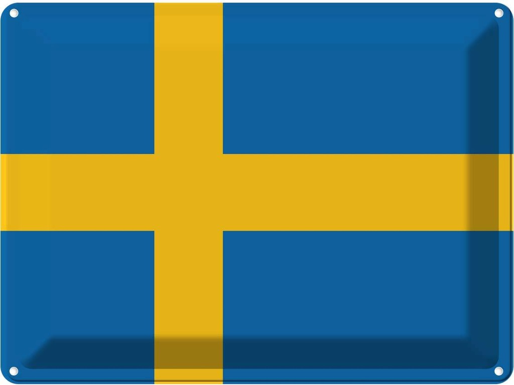 Blechschild 30x40 cm Schwedens Sweden Flagge Fahne Wappen