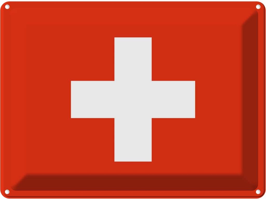 Blechschild 30x40 cm Schweiz Switzerland Flagge Fahne Wappen