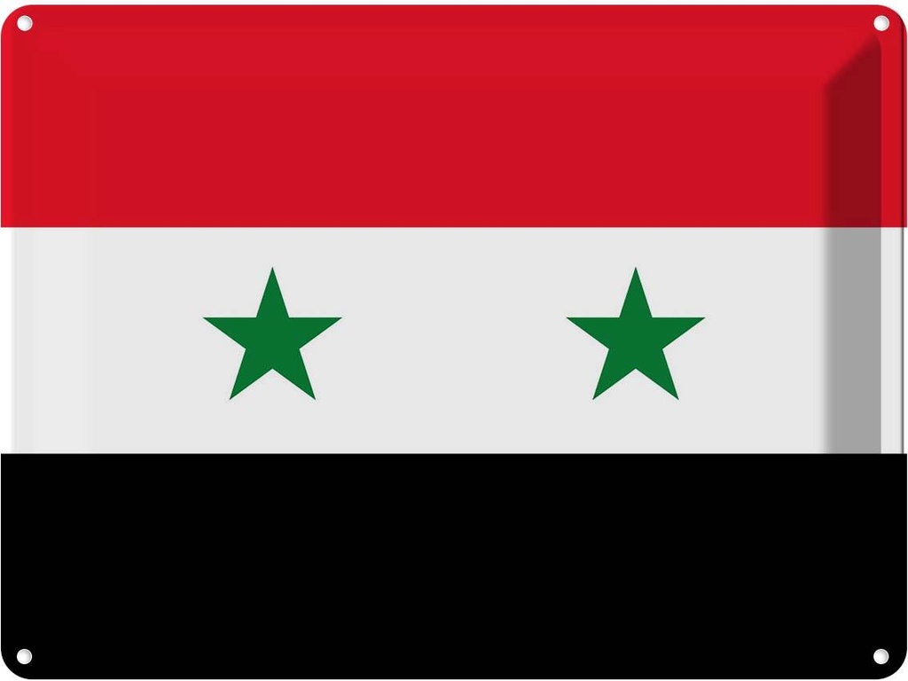 Blechschild 30x40 cm Syriens Syria Flagge Fahne Wappen