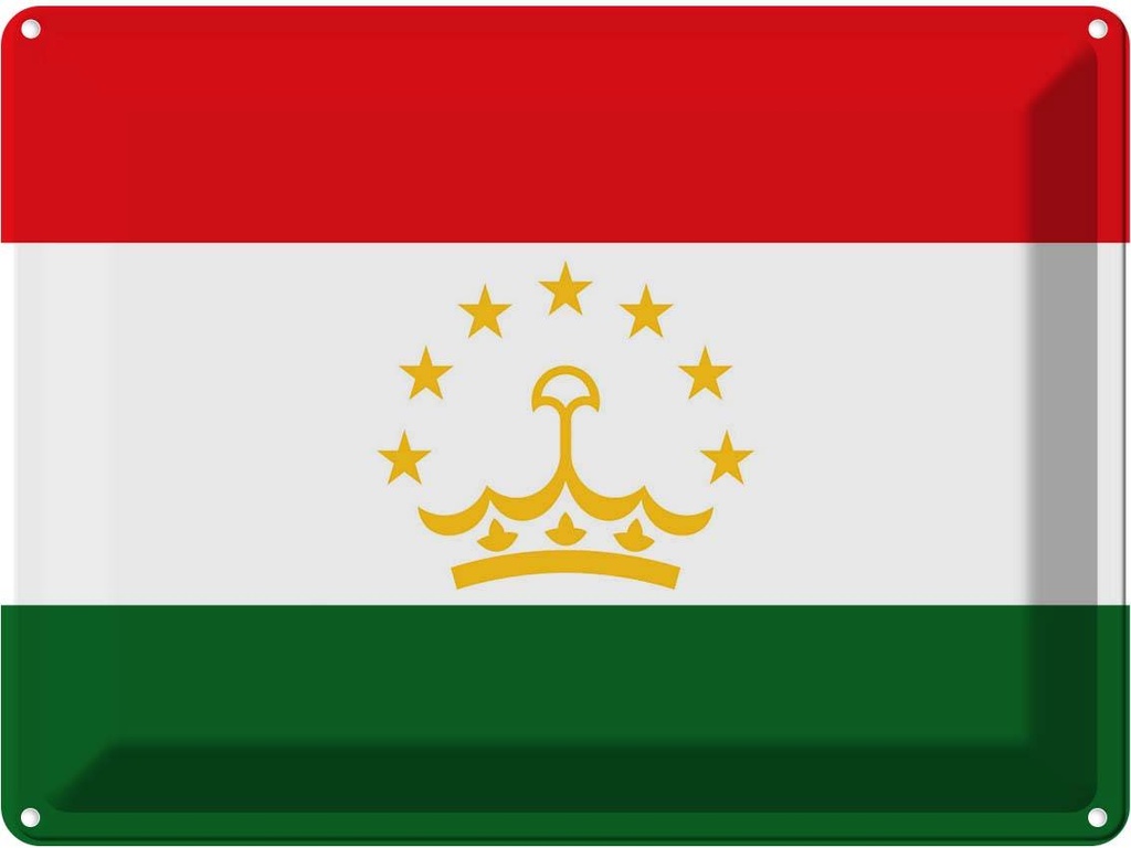Blechschild 30x40 cm Tadschikistan Tajikistan Flagge Fahne Wappen