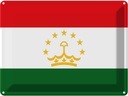 Blechschild 30x40 cm Tadschikistan Tajikistan Flagge Fahne Wappen