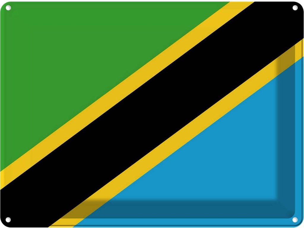 Blechschild 30x40 cm Tansanias Tanzania Flagge Fahne Wappen