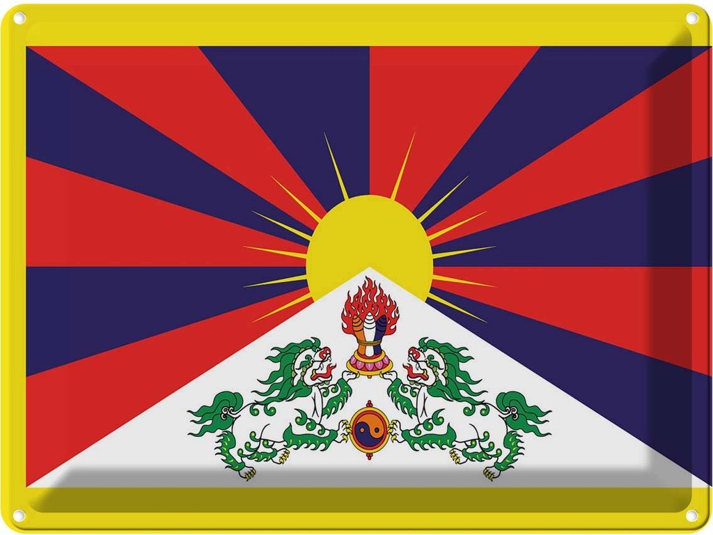 Blechschild 30x40 cm Tibets Tibet Flagge Fahne Wappen