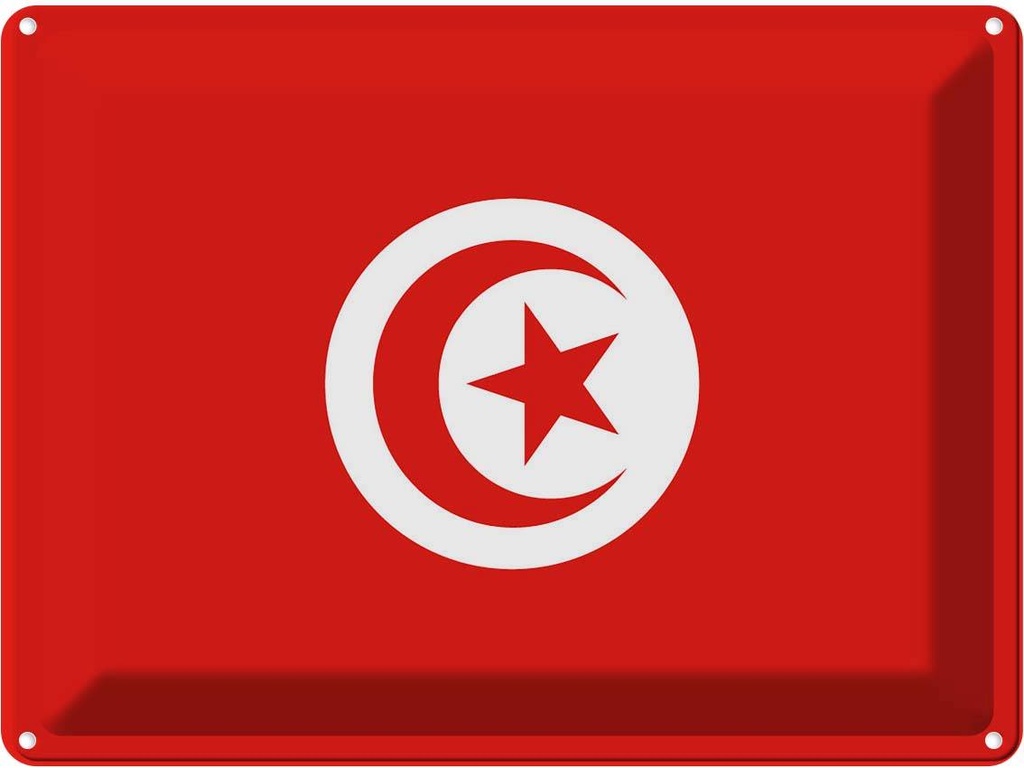 Blechschild 30x40 cm Tunesiens Tunisia Flagge Fahne Wappen