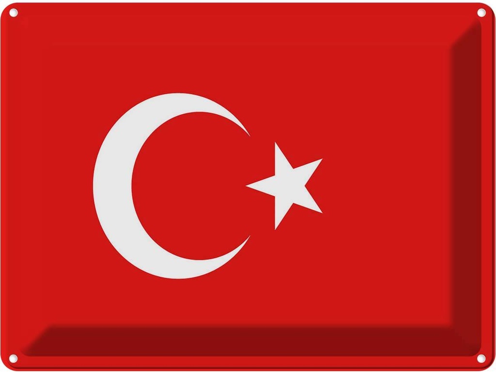 Blechschild 30x40 cm Türkei Turkey Flagge Fahne Wappen