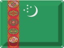 Blechschild 30x40 cm Turkmenistans Turkmenistan Flagge Fahne Wappen