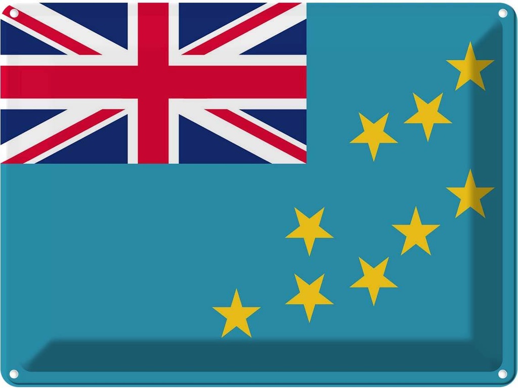 Blechschild 30x40 cm Tuvalus Tuvalu Flagge Fahne Wappen
