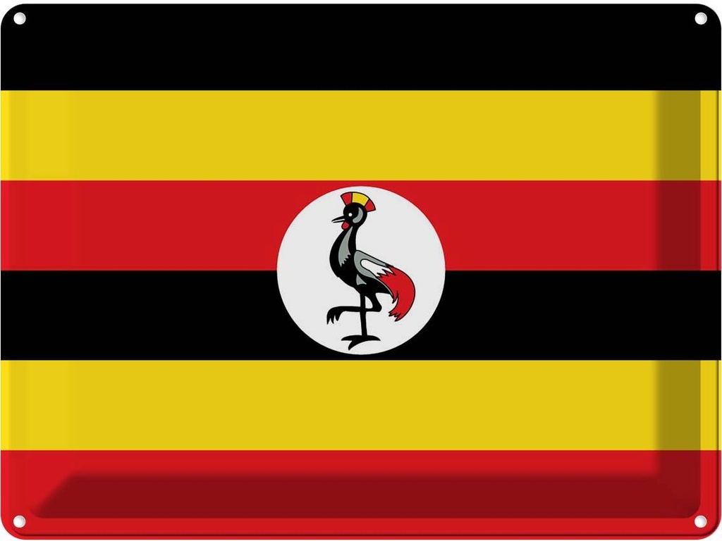 Blechschild 30x40 cm Ugandas Uganda Flagge Fahne Wappen