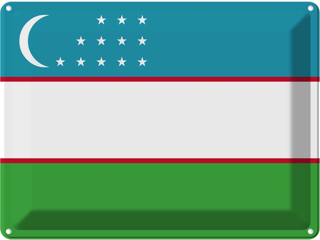 Blechschild 30x40 cm Usbekistans Uzbekistan Flagge Fahne Wappen