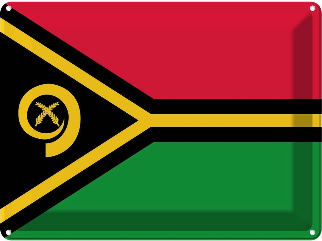 Blechschild 30x40 cm Vanuatus Vanuatu Flagge Fahne Wappen