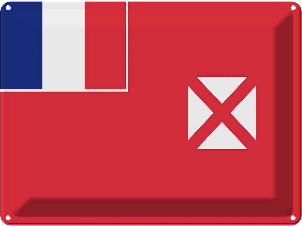 Blechschild 30x40 cm Wallis und Futuna Flagge Fahne Wappen