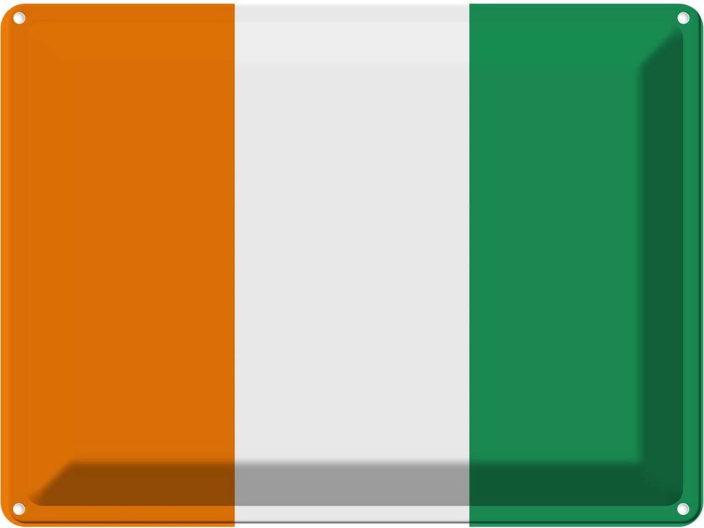 Blechschild 30x40 cm Elfenbeinküste Ivory Coast Flagge Fahne Wappen