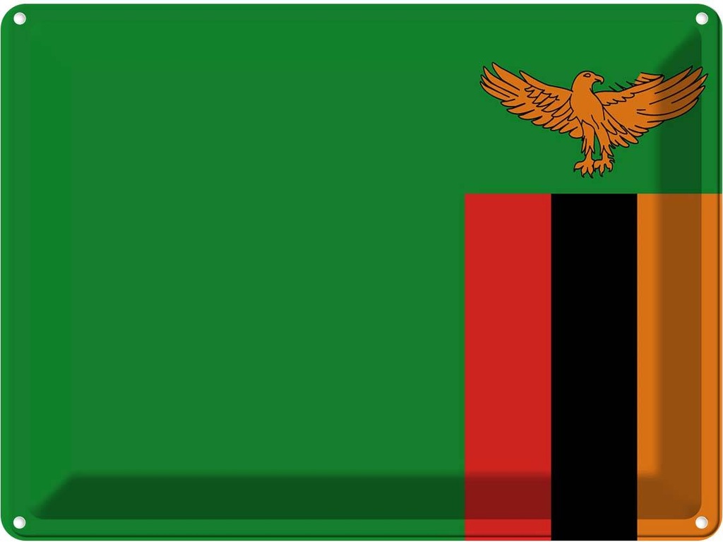 Blechschild 30x40 cm Sambias Zambia Flagge Fahne Wappen
