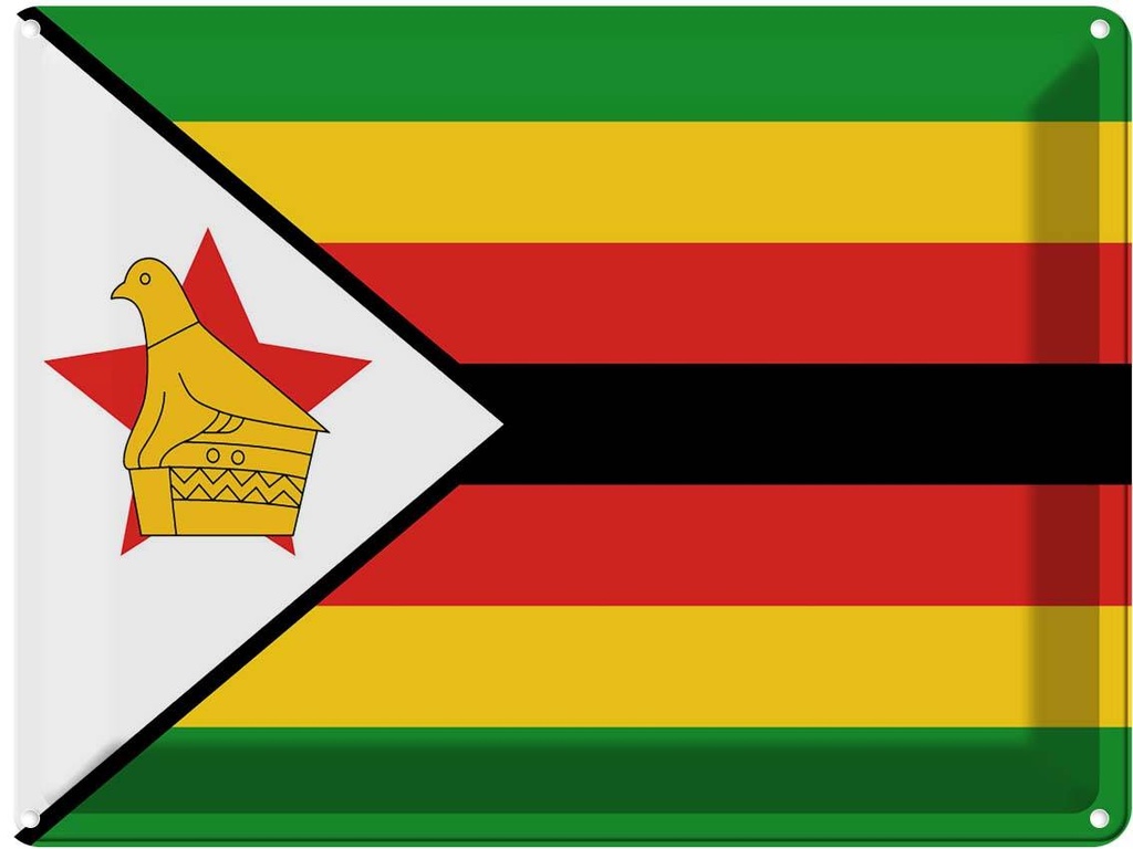 Blechschild 30x40 cm Simbabwes Zimbabwe Flagge Fahne Wappen