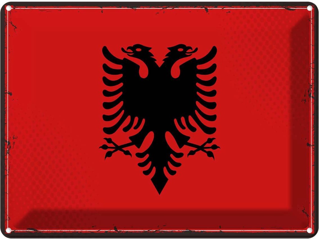 Blechschild 30x40 cm Albaniens Retro Albania Flagge Fahne Wappen