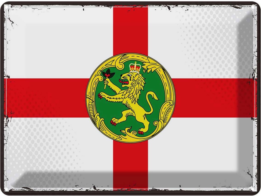 Blechschild 30x40 cm Alderney Retro Flagge Fahne Wappen