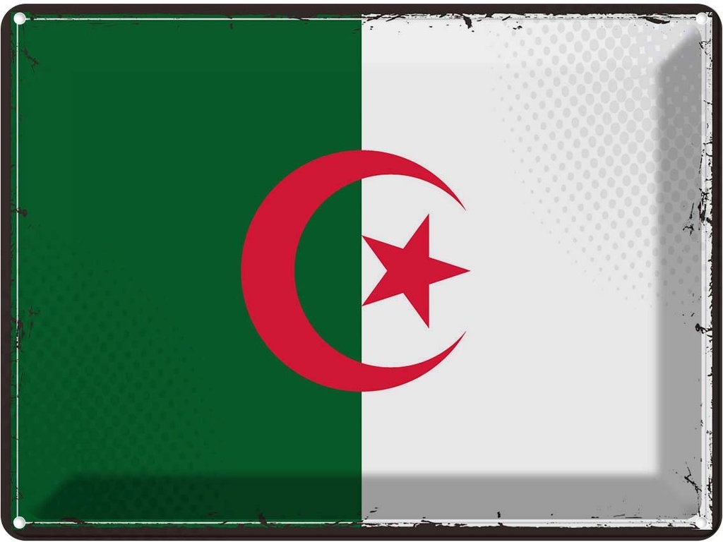 Blechschild 30x40 cm Algeriens Retro Algeria Flagge Fahne Wappen