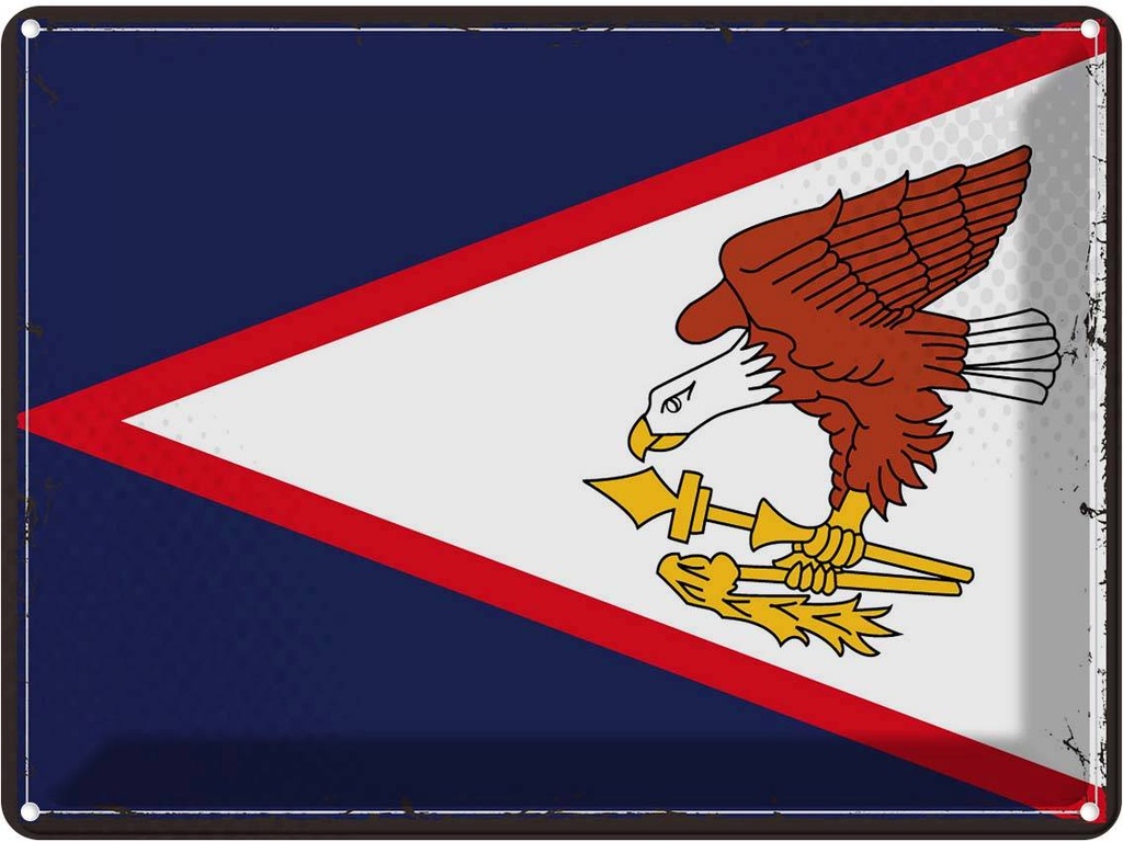 Blechschild 30x40 cm Retro American Samoa Flagge Fahne Wappen