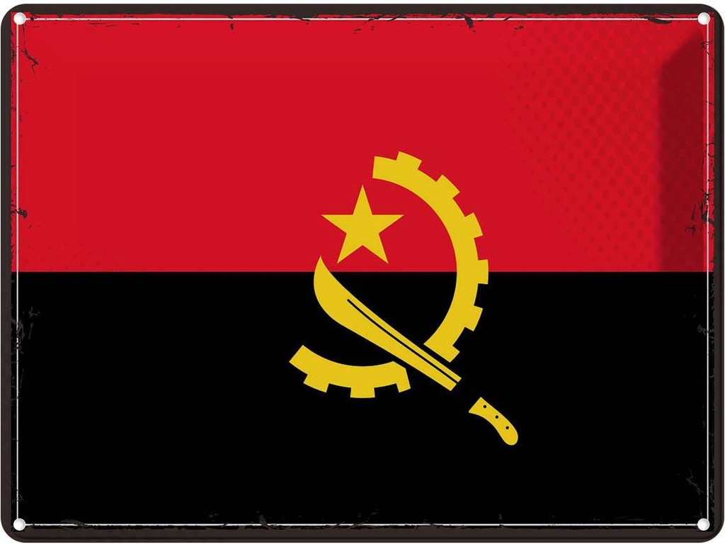 Blechschild 30x40 cm Angolas Retro Angola Flagge Fahne Wappen