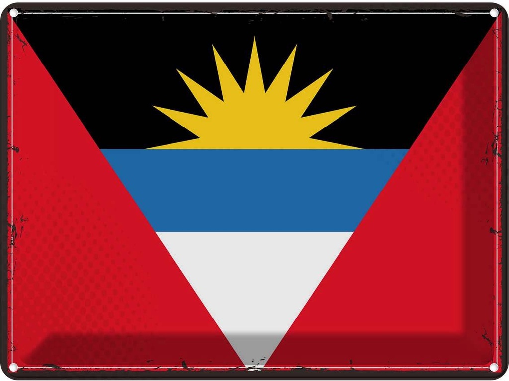 Blechschild 30x40 cm Antigua und Barbuda Retro Flagge Fahne Wappen